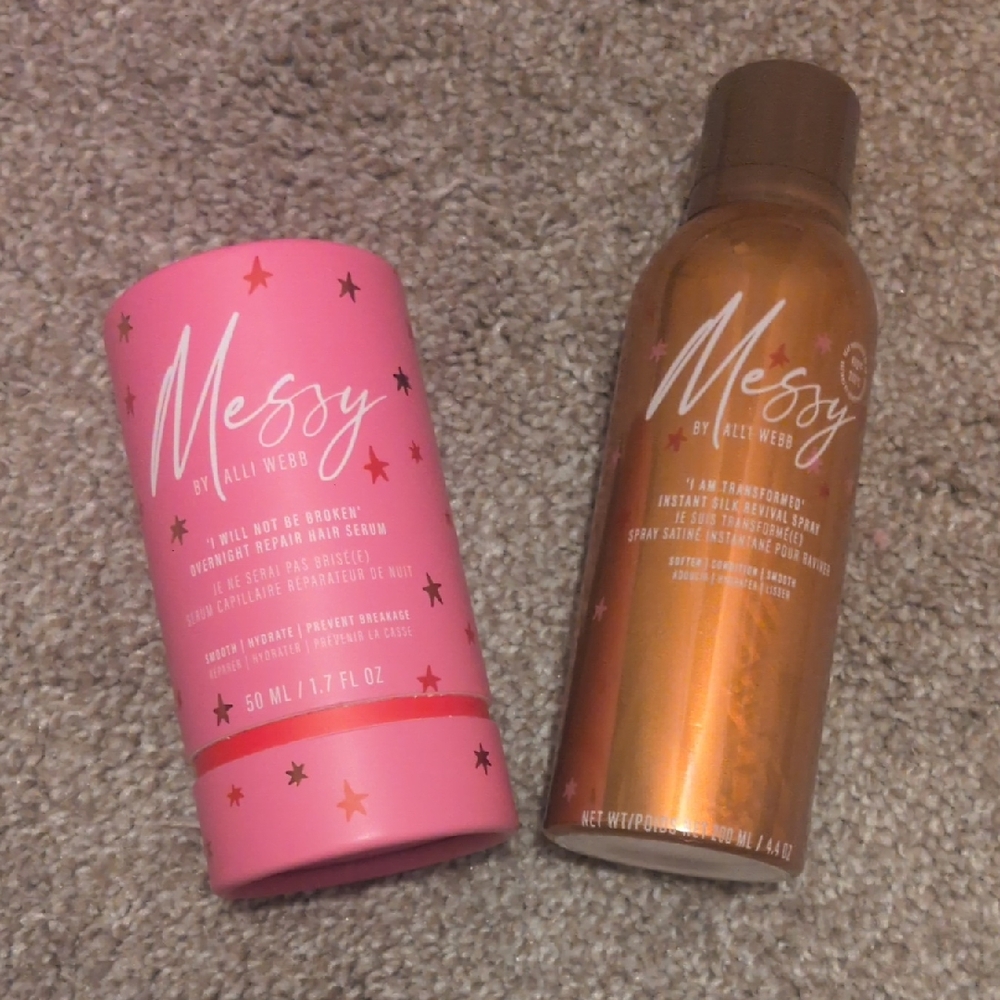 Hair Repair Serum and Texture Spray Set - Pink and Gold